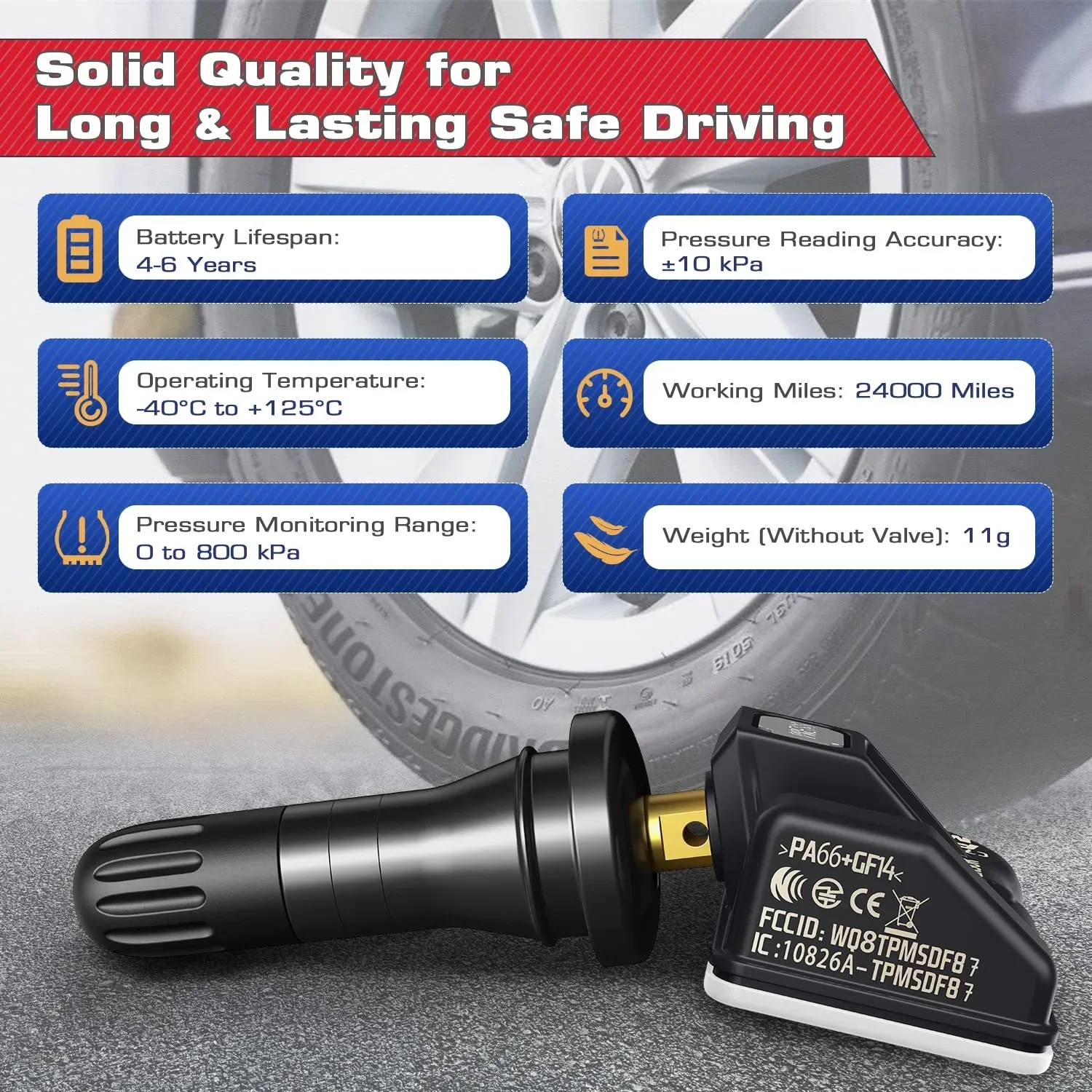 AUTEL UNIVERSAL 2 IN 1 TPMS SENSOR 315/433MHZ WITH RUBBER VALVE - Image 6