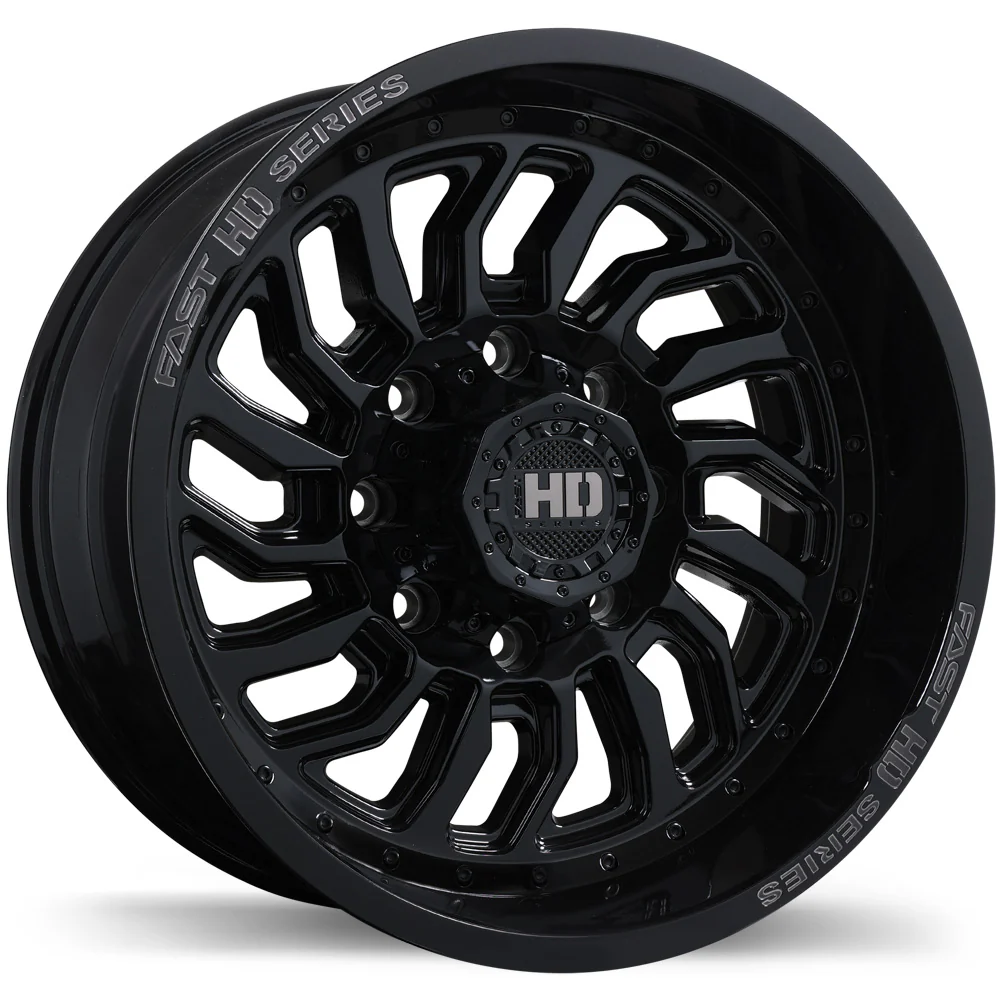 Fast HD D-STRUCT - 20X10.0 | 8X165.1 | 125.1 | -15 Gloss Black with Grey Milling
