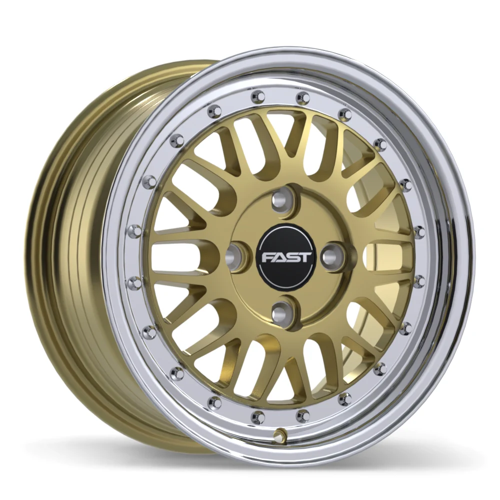 Fast Wheels FR01 - 15X7.0 | 4X108 | 72.6 | +40 Gloss Gold with Machined Lip