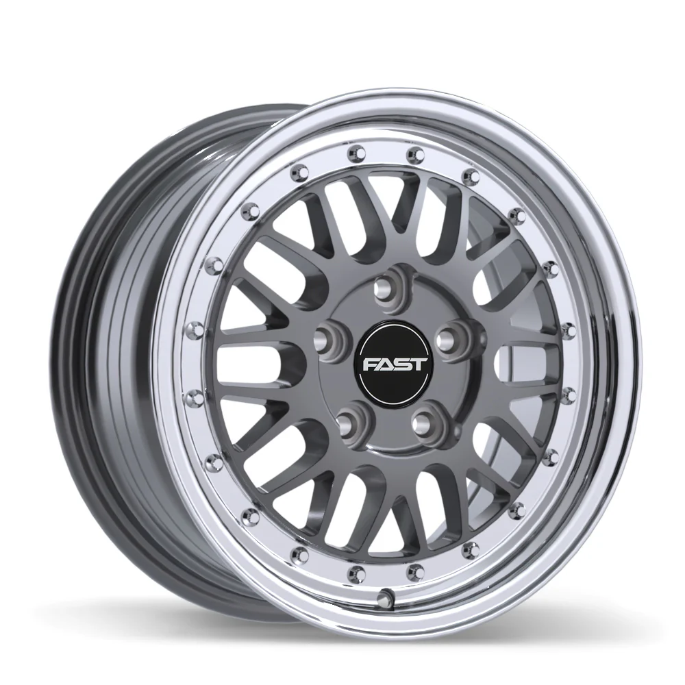 Fast Wheels FR01 - 15X7.0 | 5X120.65 | 72.6 | +25 Gloss Gunmetal with Machined Lip