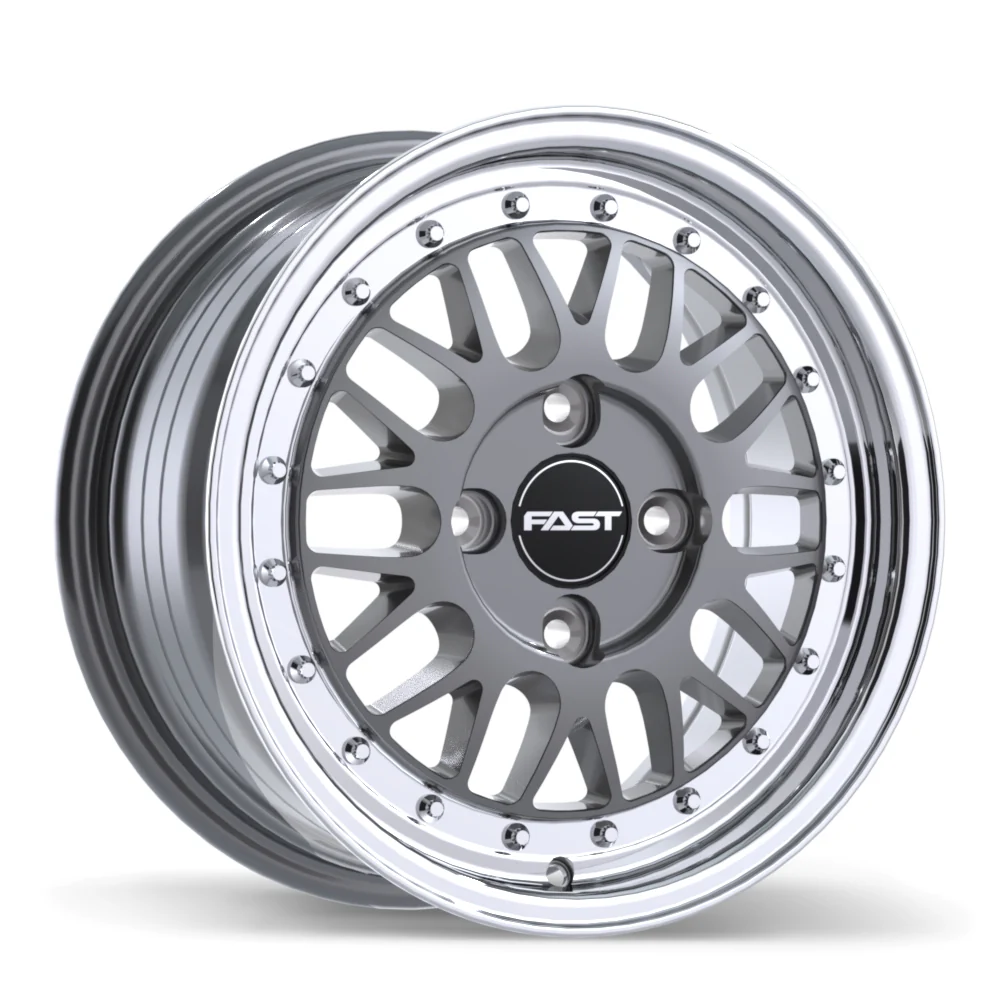 Fast Wheels FR01 - 15X7.0 | 4X110 | 72.6 | +25 Gloss Gunmetal with Machined Lip