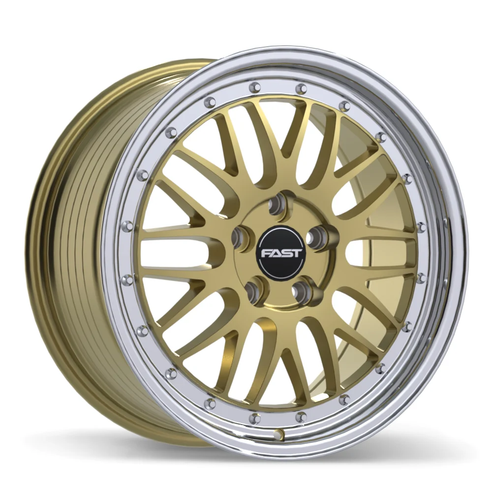 Fast Wheels FR01 - 18X8.5 | 5X120 | 72.6 | +45 Gloss Gold with Machined Lip